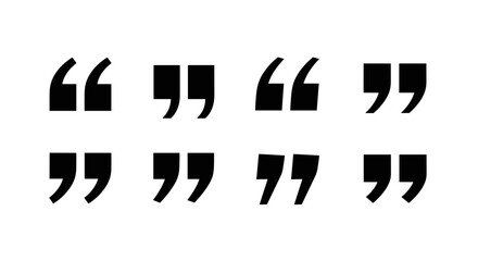A collection of quotation mark icons, each representing speech, dialogue, and citation, symbolizing communication, emphasis, and reference
