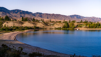Scenic Highway Along Issyk-Kul Lake in Kyrgyzstan
