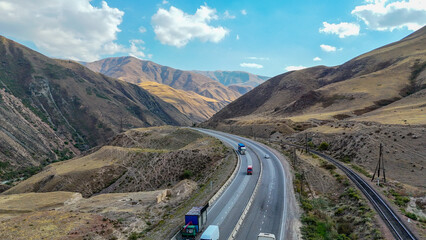 Scenic Highway Along Issyk-Kul Lake in Kyrgyzstan