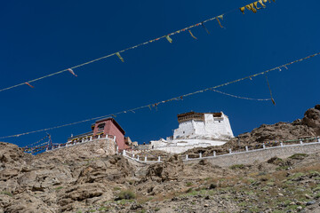 Leh, India - September 25, 2025: Namgyal Tsemo Monastery, a Buddhist monastery and Tsemo Castle located on a hilltop overlooking Leh