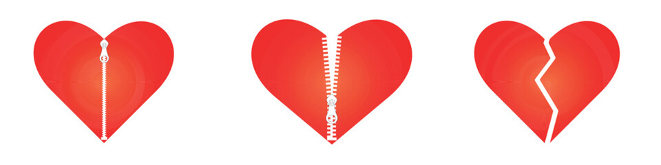 Heart set.Romantic designwith red different hearts. Heart pattern on white background.Surface for wrapping paper, digital paper, shirts, cloths.Theme background. Love and romantic.
