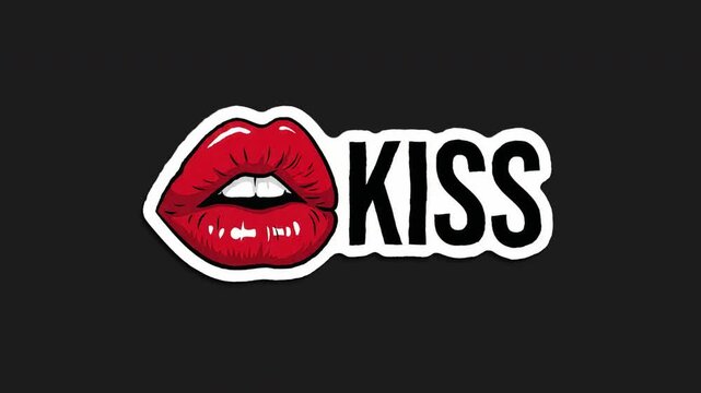 Kiss Wiggle Sticker, Doodle Style