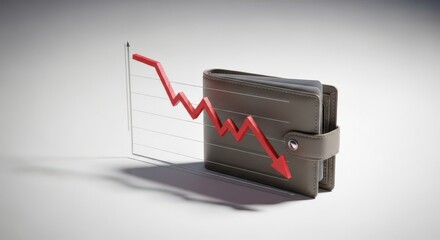 Wallet with descending financial graph concept
