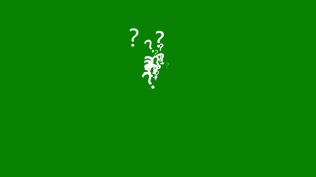 Animated white question mark icon on green screen background. question mark icon animation 4K video. Stock video with a concept of confusion, Mysterious Inquiry, question mark confused dizzy.