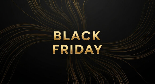 Captivating a Black Friday banner with elegant golden text set against a dark background, representing the anticipation and excitement of the shopping event. vector illustration