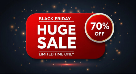 A compelling Black Friday Huge Sale banner, perfect for capturing attention and driving sales. Emphasizing a limited-time offer, it creates urgency and excitement for customers. vector illustration