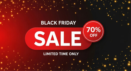 Obraz premium Black Friday Sale Advertisement with red and black graphic elements, conveying a message of limited-time discounts and deals. vector illustration