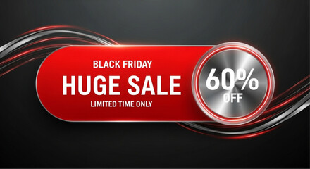 Black Friday Huge Sale Advertisement for promotional event on black background. vector illustration