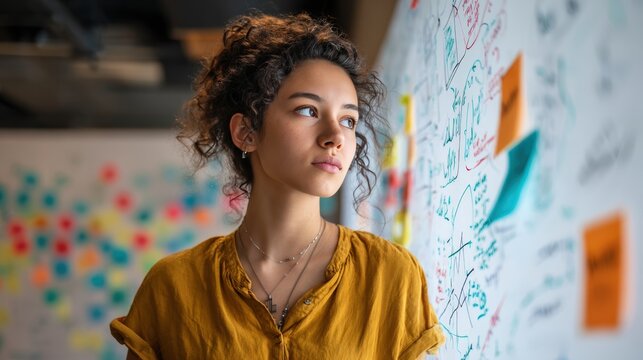 Startup Founder Planning Strategy on Whiteboard in Dynamic Coworking Space