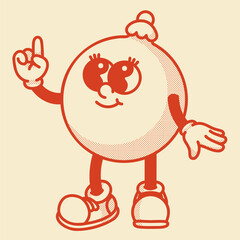 Cute christmas ball mascot contour outline design isolated on beige background retro vector illustration for holiday decorations