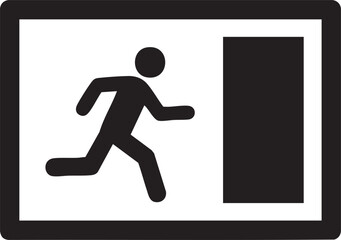 Fire Exit Emergency Exit Sign Silhouettes Running Man Open Door Minimal Icon