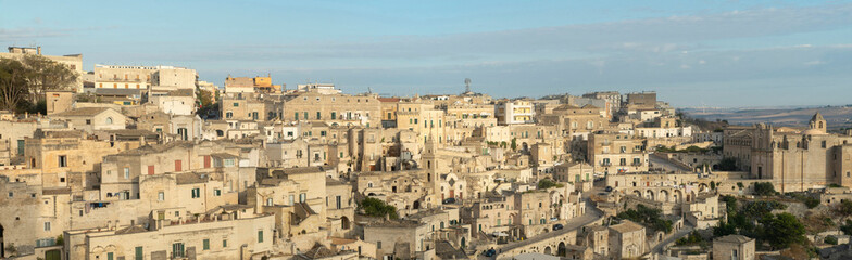 Panoramic view of ancient town of Matera, Basilicata, southern Italy