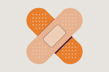 Colorful Adhesive Bandage Illustration Symbolizing Care and Healing in Warm Tones