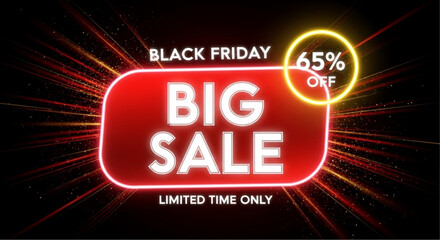 Black Friday big sale discount advertisement. Captivating design, conveying a sense of urgency. Highlighting a special offer to entice customers.  vector illustration