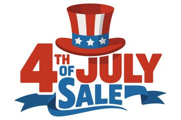 Patriotic 4th of July Sale Announcement with Red, White, and Blue Colors and Icons