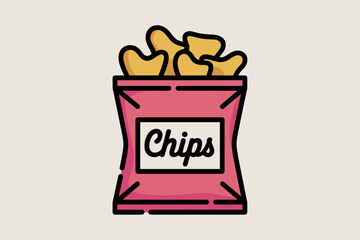 Colorful Cartoon Snack Pack of Chips on Light Background for Fun Gatherings