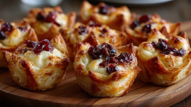 Delicious cranberry and brie puff pastry appetizers perfect for holiday gatherings - Powered by Adobe