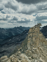 View on jagged mountains of Zillertal alps on a summer day