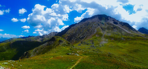 View on mountains above Defereggental valley on a summer day