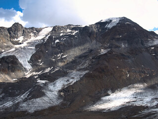 View on Weisseespitze peak (Cima del lago Bianco) in Kaunertal on a summer day