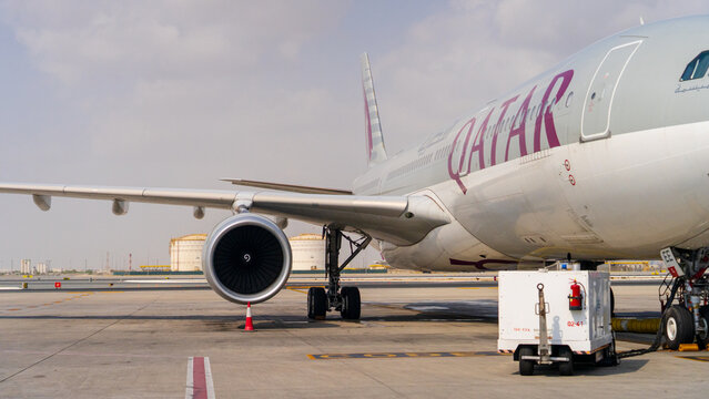 Qatar Airways Aircraft Preparing for Takeoff at Hamad International Airport