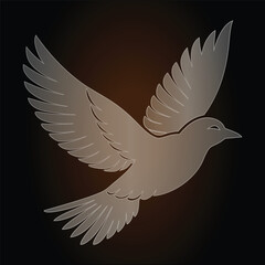 Silhouette of a bird in flight with gradient effect glass morphism