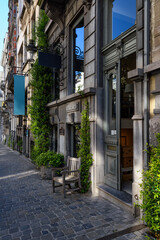 Obraz premium Old street in center of Brussels, Belgium. Cozy cityscape of Brussels (Bruxelles). Architecture and landmarks of Brussels.