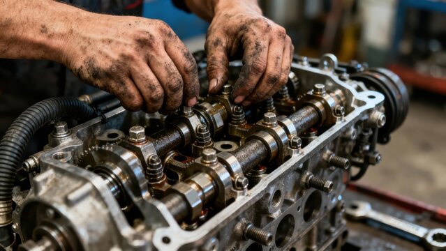Mechanic Working on Car Engine