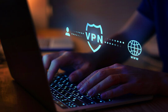 VPN concept, Virtual private network. Internet security, encrypted connection for anonymous internet user.