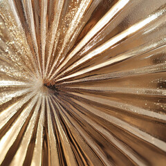 Metallic ornament with radial fluted texture and champagne finish