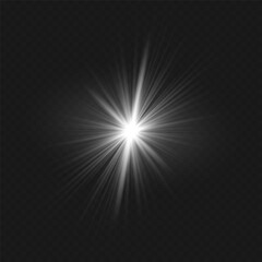 White Starburst Light Flare Overlay on Transparent Background