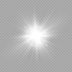 Obraz premium White Starburst Light Flare Overlay on Transparent Background