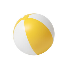 Yellow beach ball isolated on white or transparent background, PNG, summer beachball activity illustration 