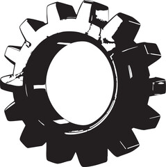 Black and White Illustration of a Single Gear with Teeth and a Central Hole