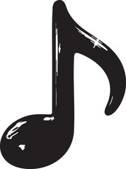 Black Eighth Note Symbol with a Hand-Drawn, Textured Style