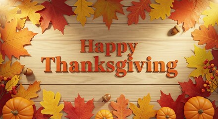 Happy Thanksgiving, a beautiful and vibrant display of autumn leaves and pumpkins, a warm and inviting invitation to a season of gratitude and abundance.