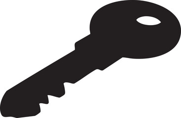 Black Silhouette of a Single Key on a White Background