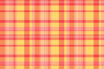 France textile pattern texture, pretty plaid tartan fabric. Overlay seamless vector background check in amber and pretty red colors.