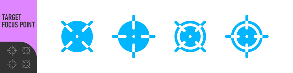 Minimal target or focus point icons in modern style. for design elements related to focus, aim, location, or accuracy, crosshair indicators, precision icon. Color set icon