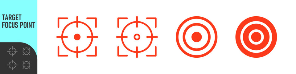 Minimal target or focus point icons in modern style. for design elements related to focus, aim, location, or accuracy, crosshair indicators, precision icon. Color set icon