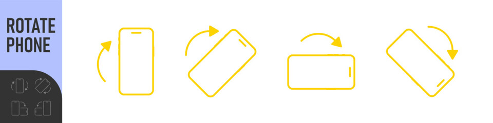 Rotate smartphone icon. Turn your mobile phone. Device rotation symbol. Rotate phone icon set vector illustration for web site or mobile app. Vector color illustration
