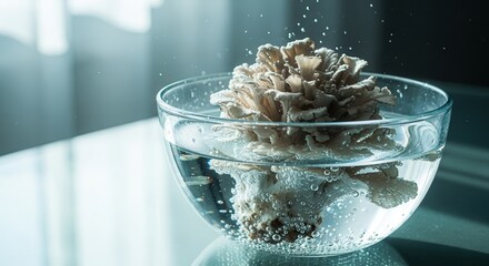 A Delicate Coral-Like Structure Immersed In Water, Creating Subtle Reflections