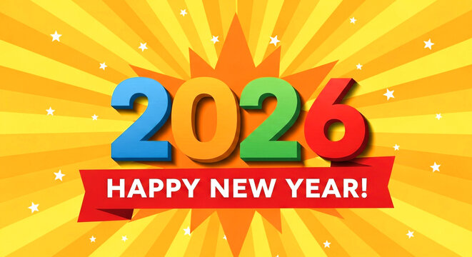 Happy new year 2026 celebration with colorful design