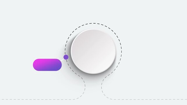 Animated video of business infographics multi color circle label 5 steps for workflow, presentation, 4k animation