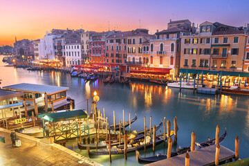Venice, Italy overlooking boats and gondolas in the Grand Canal 1046