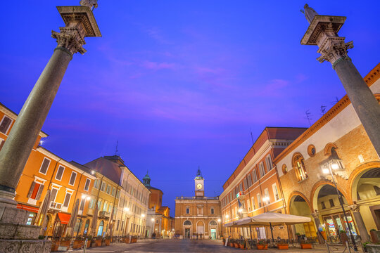 Ravenna, Italy at Piazza del Popolo with the Landmark Venetian Columns 1026