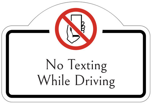 No phone use while driving sign no texting while driving