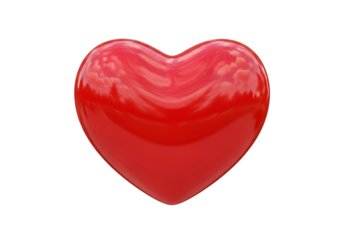 Shiny red heart shape isolated on transparent background