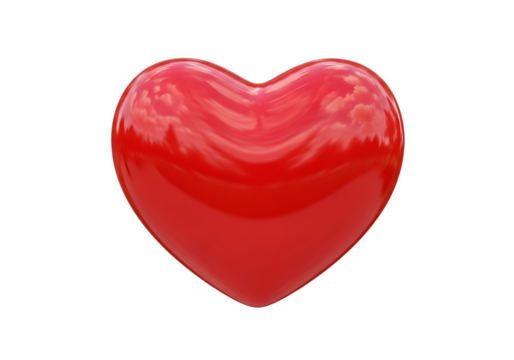 Shiny red heart shape isolated on transparent background