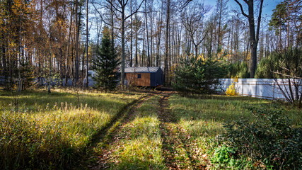 The modular house is being removed from the site.